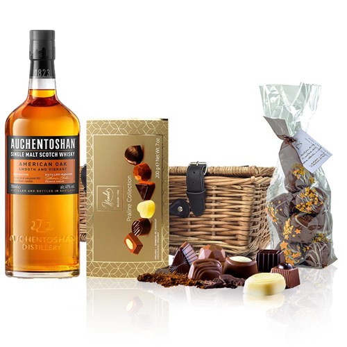 Auchentoshan American Oak Single Malt Whisky 70cl And Chocolates Hamper